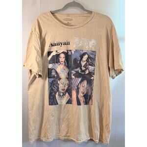 Aaliyah T Shirt Size Large L Tan Raptee Graphic Tee Singer Music